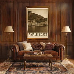 Amalfi Coast Vintage Poster Wall Art for Coastal Decor