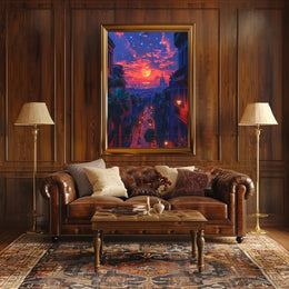 Enchanted Evening in the City Art Poster Print for Home Decor PosterGoat