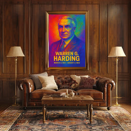 Warren G. Harding 29th President of the United States Neon Gradient Overlay Poster