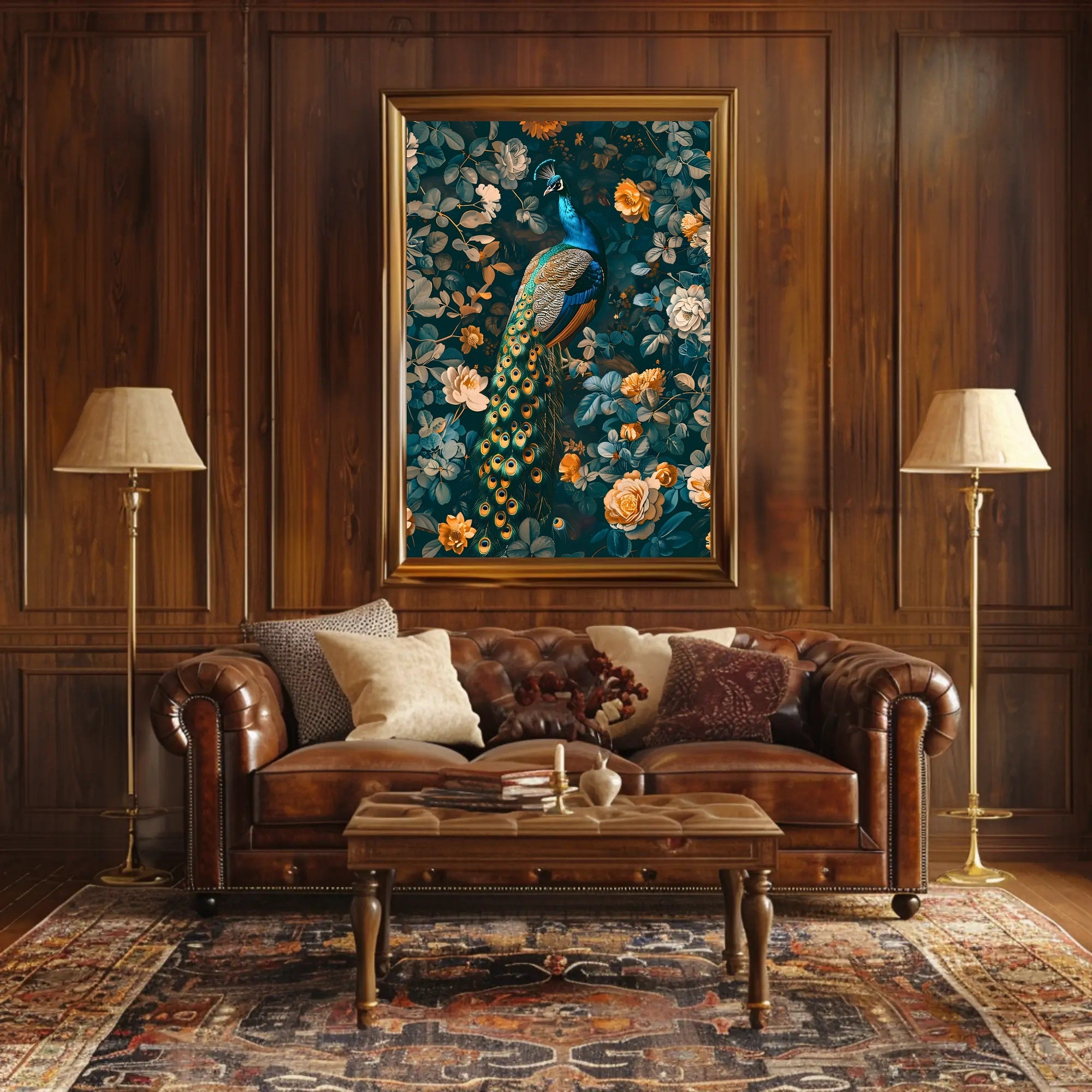 Majestic Peacock Floral Paradise Wall Art