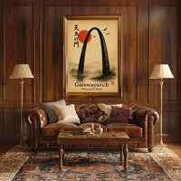 Gateway Arch National Park East Asian Art Ink Painting Poster