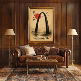 Gateway Arch National Park East Asian Art Ink Painting Poster