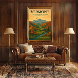 Vermont Scenic Autumn Landscape Travel Poster