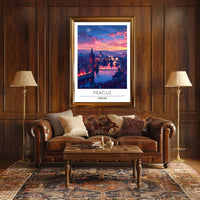Romantic Twilight Prague View Urban or Cityscape Poster