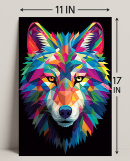 Vibrant Geometric Wolf Poster PosterGoat