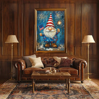 patriotic gnome holding a sparkler Poster