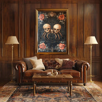 Macabre Gothic Skulls with Roses Artistic Pop Culture Poster