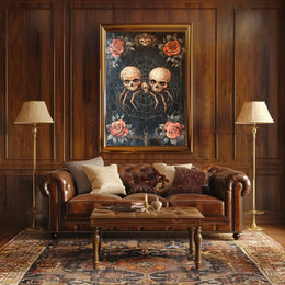 Macabre Gothic Skulls with Roses Artistic Pop Culture Poster