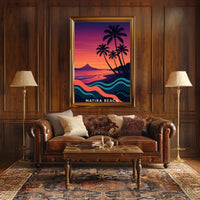Matira Beach Retro Sunset Travel Poster PosterGoat