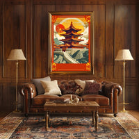 Tranquil Pagoda at Sunset Poster