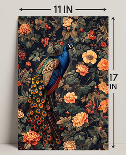 Majestic Peacock Amidst Blossoms William Morris Art Poster