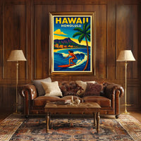 Surfing In Honolulu Poster