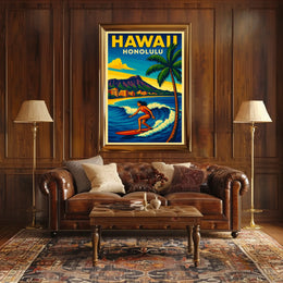 Surfing In Honolulu Poster