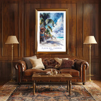 Vibrant Beach Scene in Playa del Carmen Travel Poster PosterGoat