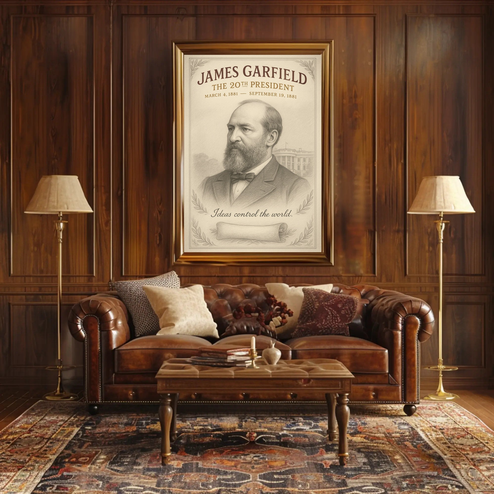 James Garfield 20th President Sketch Poster Art Print PosterGoat