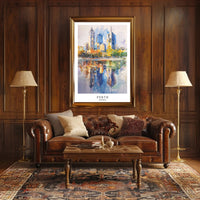 Perth Skyline Watercolor Travel Poster PosterGoat