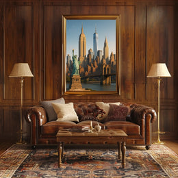 New York City Landmarks Skyline Poster Modern Wall Art