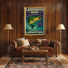 Bass Fishing Adventure Vintage Sports Poster PosterGoat