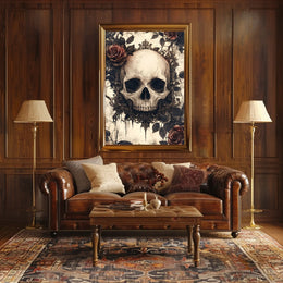 Gothic Skull with Roses Artwork Poster Poster