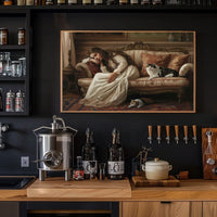 Serene Vintage Woman with Cats in Classic Interior