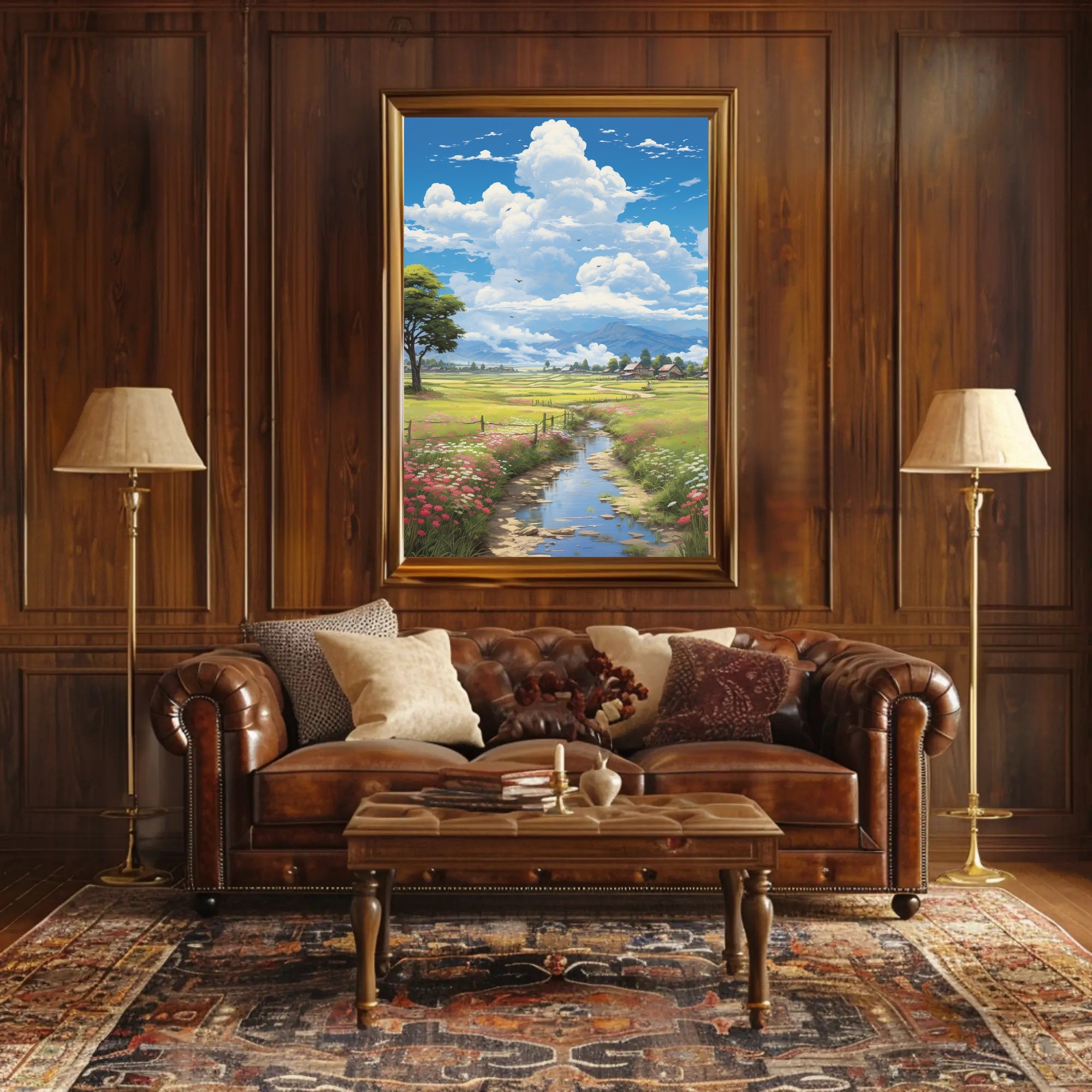 Serene and Idyllic Countryside Landscape Artistic Poster