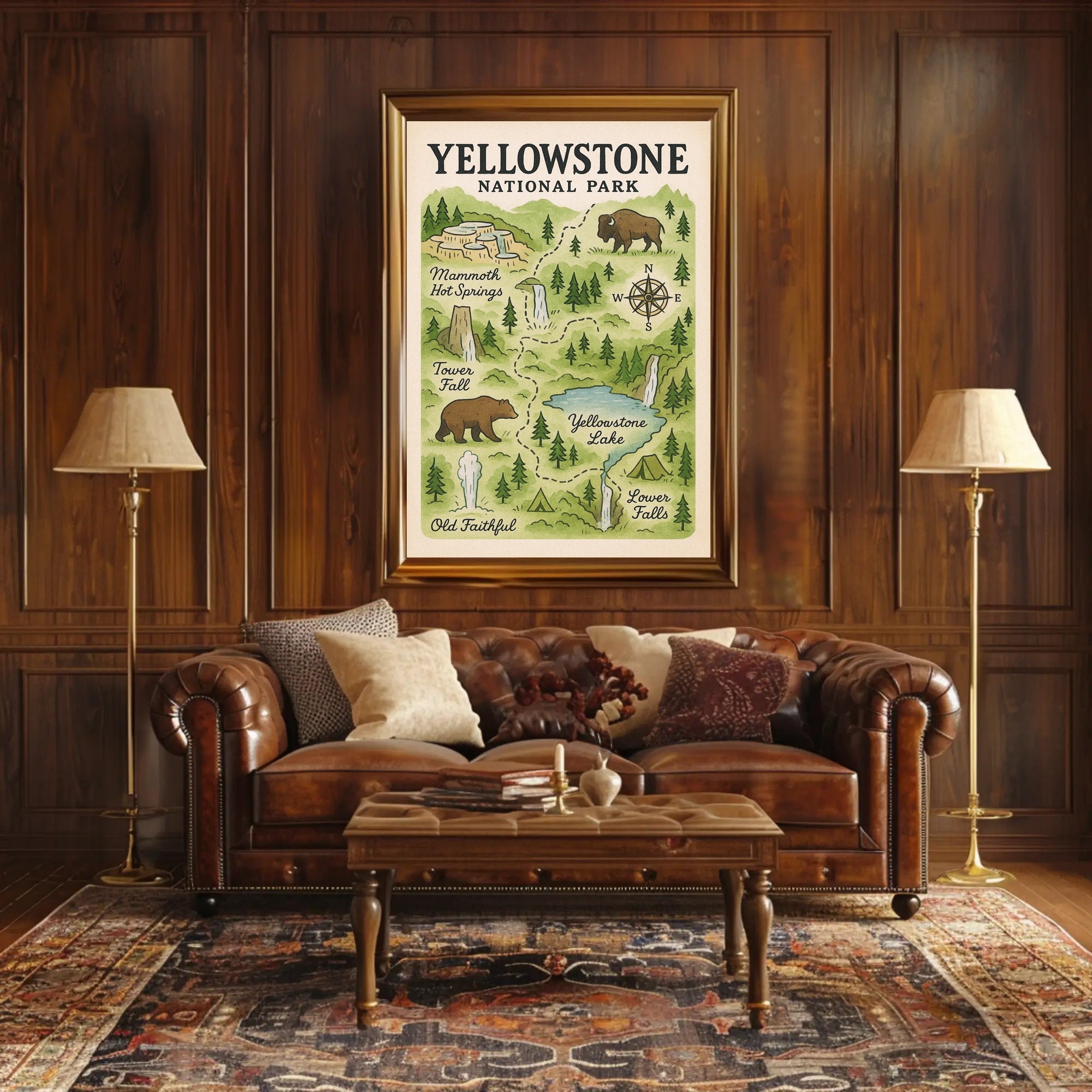 Yellowstone National Park Map Poster PosterGoat