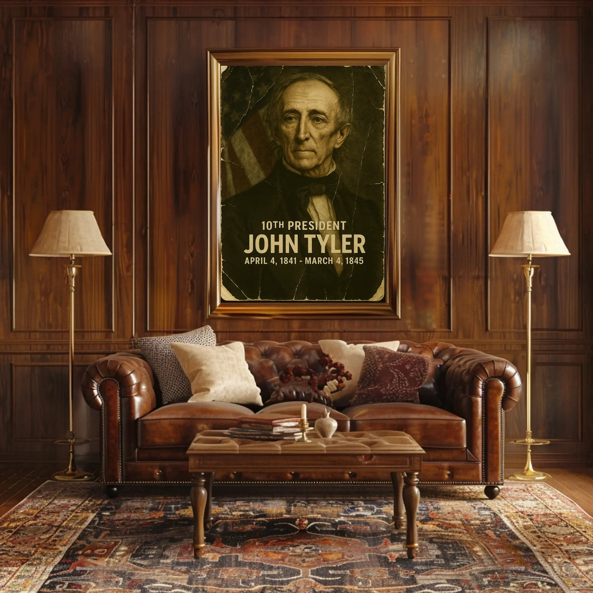 John Tyler 10th President of the United States Damaged Photograph Poster