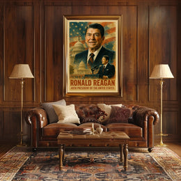Ronald Reagan 40th President of the United States Layered Digital Collage Poster