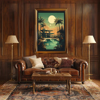 Retro-Futuristic Oasis Retro Poster PosterGoat