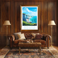 White Cliffs of Dover Scenic Travel Poster