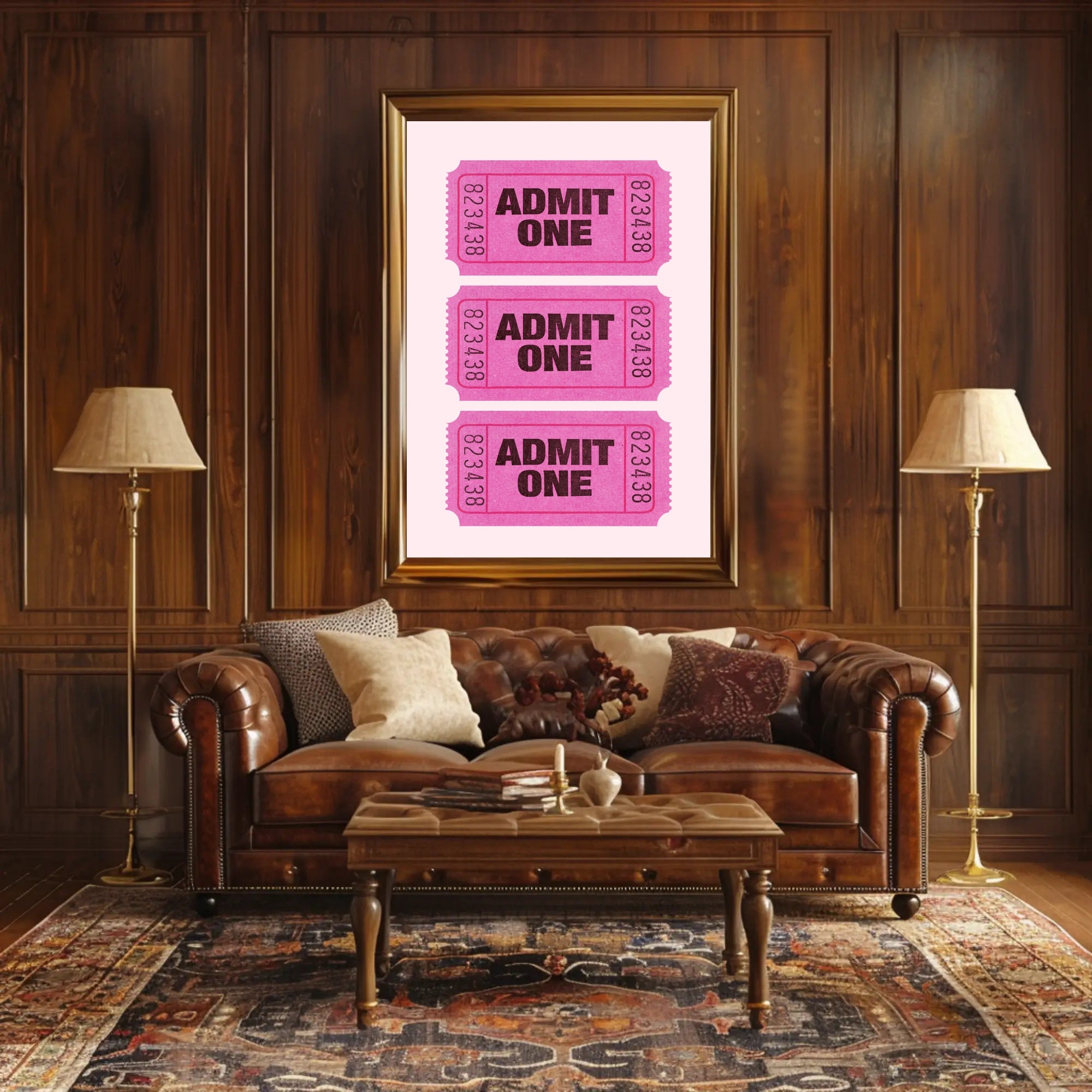 Vintage Admit One Tickets Poster for Pop Culture Enthusiasts PosterGoat