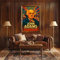 John Adams 2nd President of the United States Colorful Comic Book Style Poster