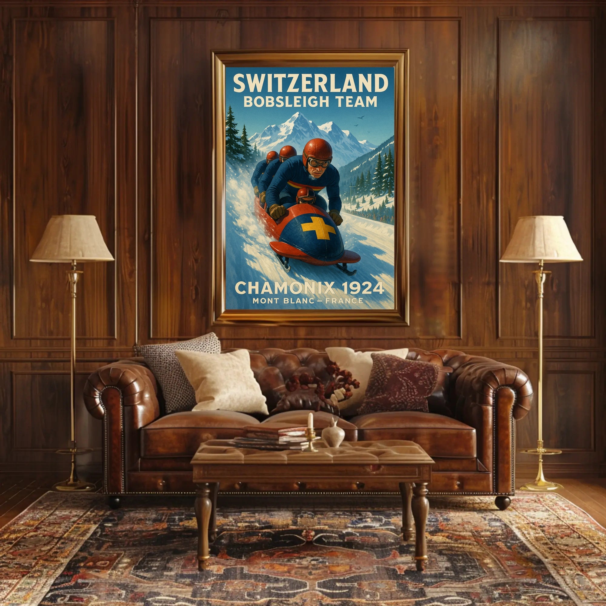 Switzerland Bobsleigh Team Chamonix 1924 Poster
