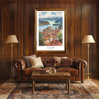 Guatapé Colombia Watercolor Scenic Travel Poster PosterGoat