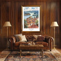 Guatapé Colombia Watercolor Scenic Travel Poster PosterGoat