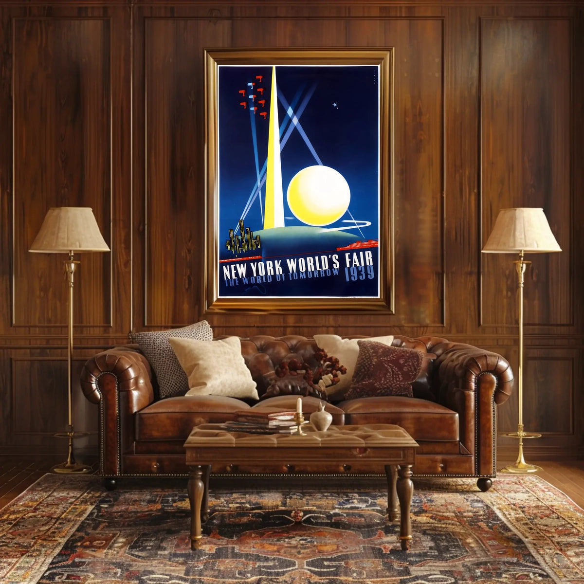 New York Worlds Fair Cityscape Poster Retro Wall Art