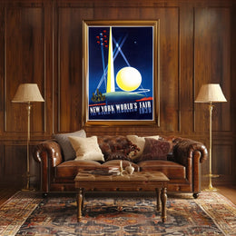 New York Worlds Fair Cityscape Poster Retro Wall Art