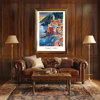 Cinque Terre Coastal Watercolor Travel Poster PosterGoat