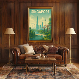 Singapore Skyline Illustration Poster