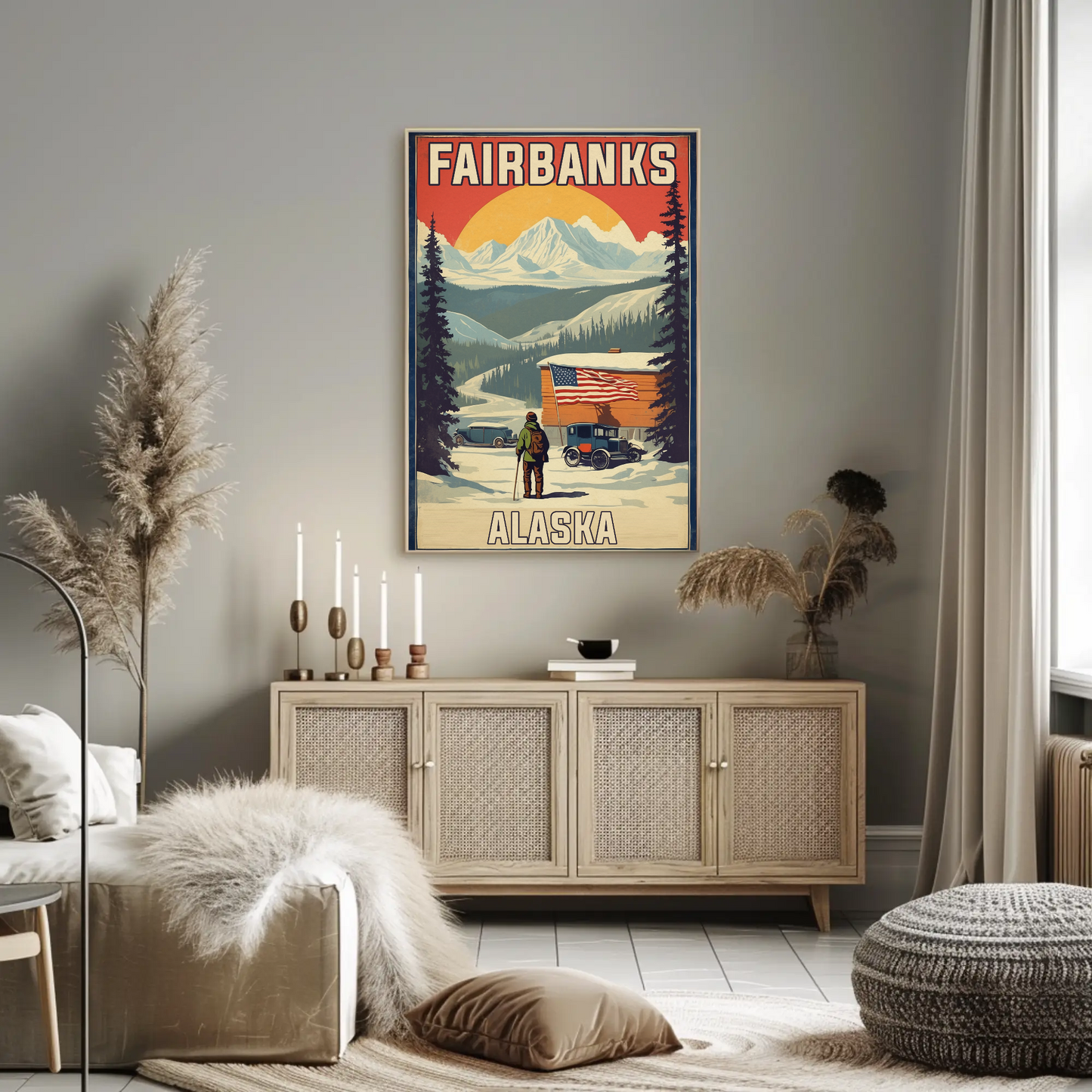 Fairbanks Alaska Scenic Wall Art Print Vintage Travel Poster