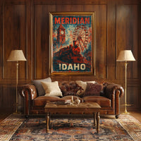 Meridian Idaho Steam Locomotive Vintage Poster