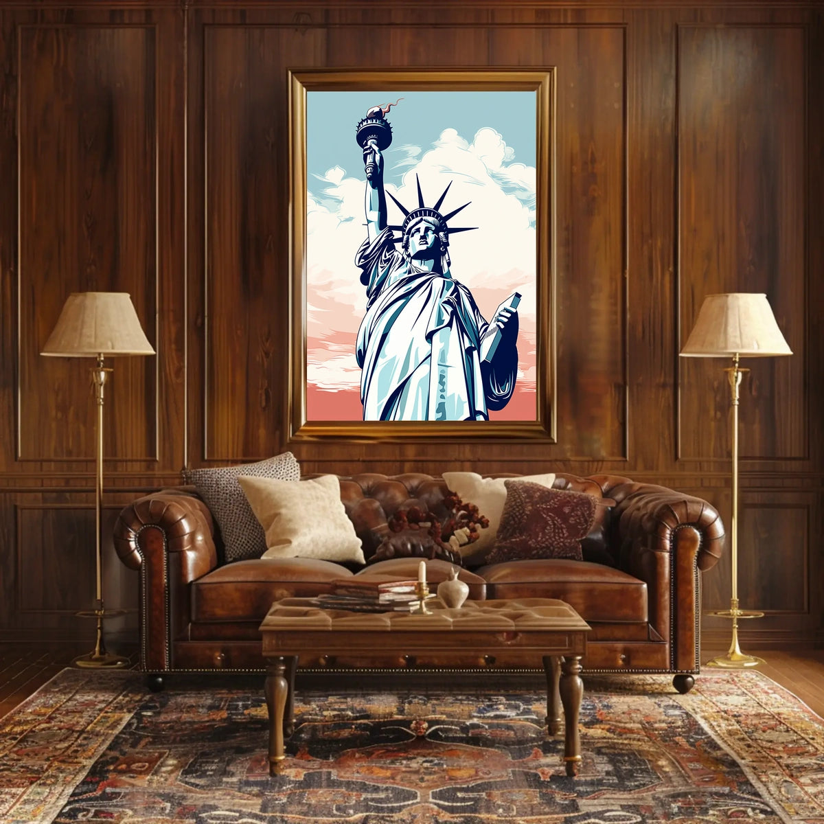 Liberty Spectacle in Artistic Travel Poster