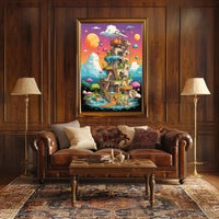 Whimsical Tower in Dreamland Futuristic Sci-Fi Poster