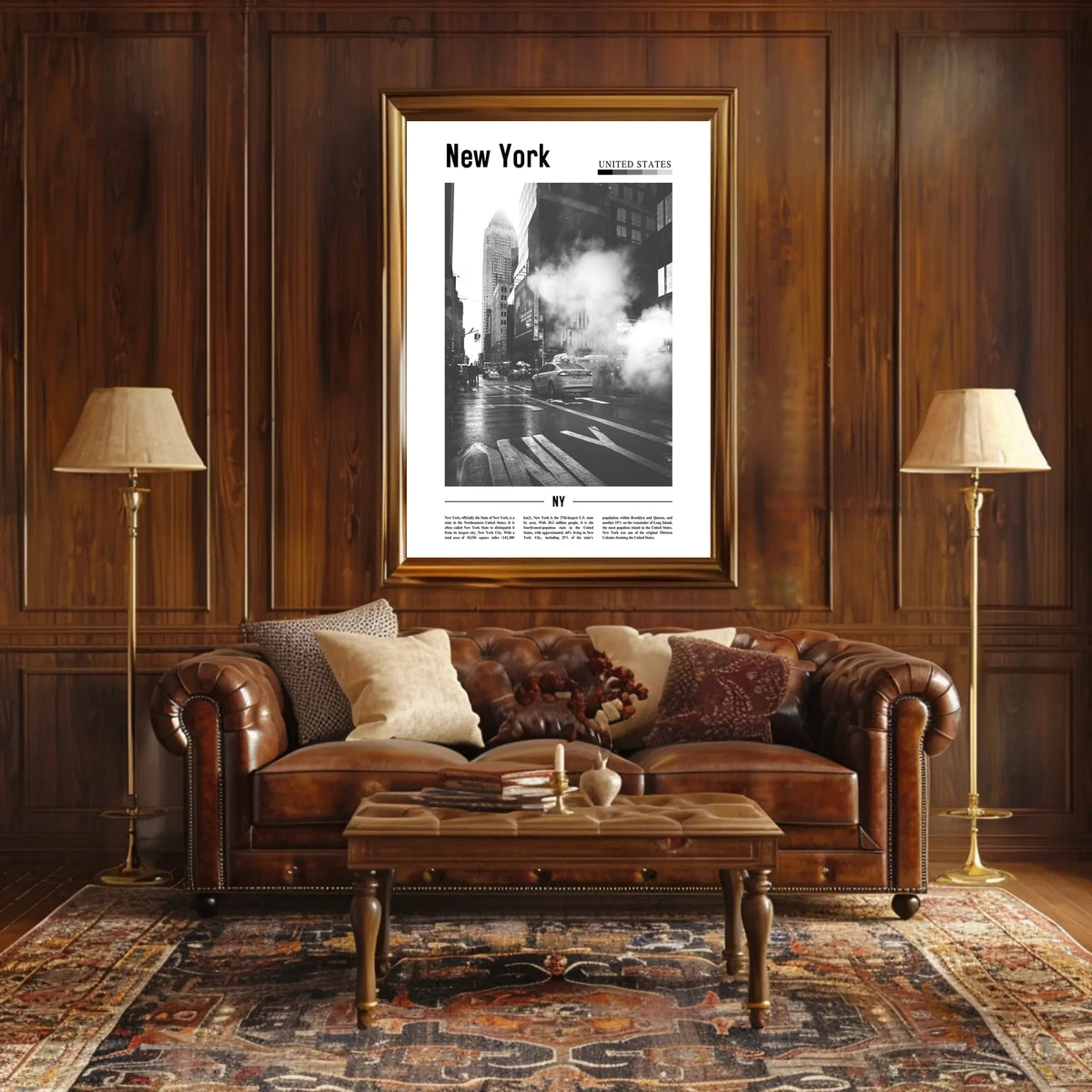 New York City Black And White Taxi Poster Modern Wall Art