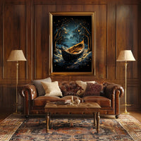 Serene Woodland Fantasy Nighttime Scene Art Poster