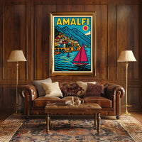 Amalfi Coast Vibrance Poster Wall Art for Coastal Decor