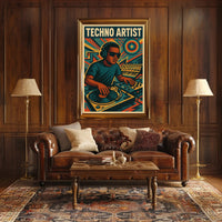 TECHNO ARTIST Retro DJ Vibes Abstract, Artistic Poster