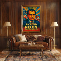 Richard Nixon 37th President of the United States Colorful Comic Book Style Poster