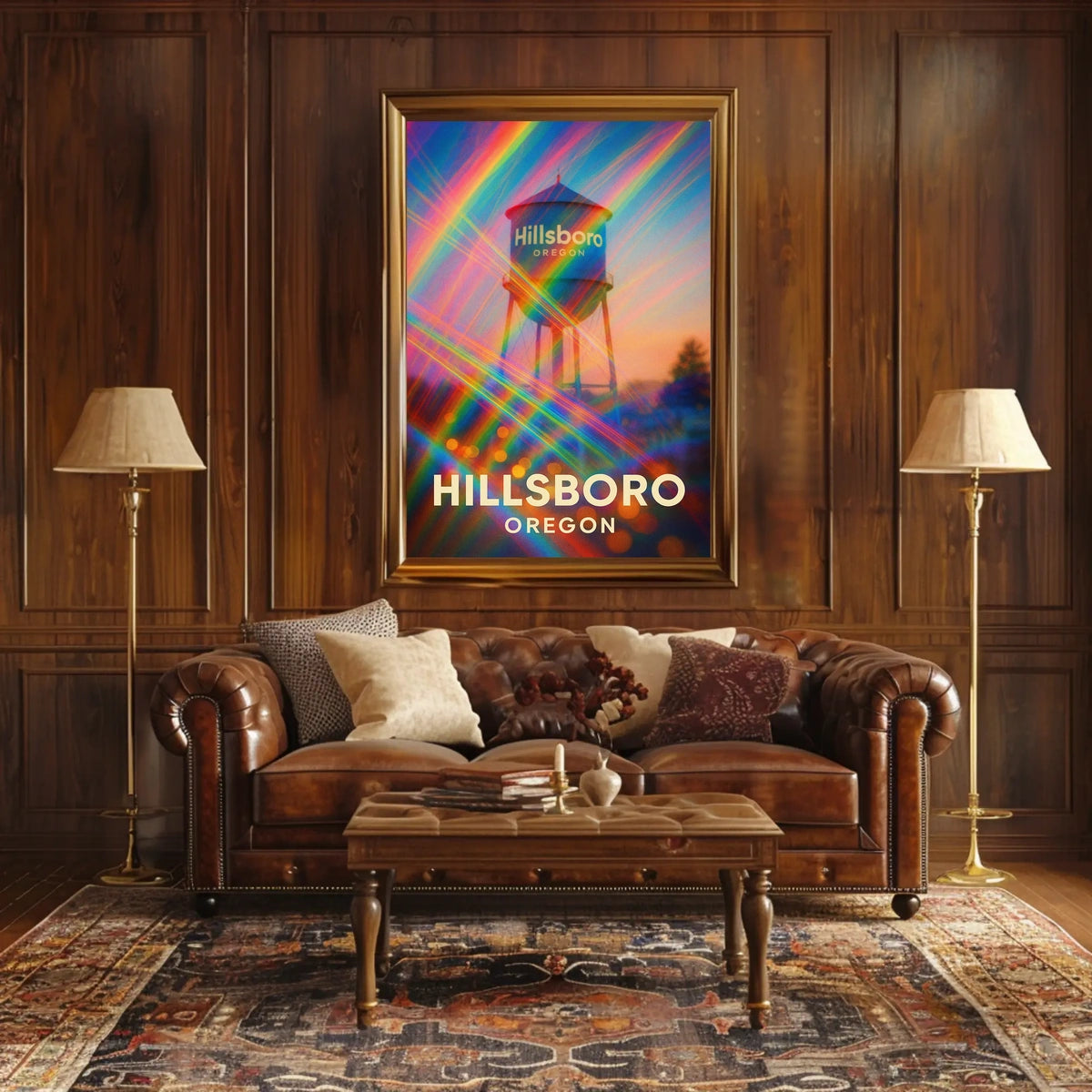 Hillsboro Water Tower Cityscape Vibrant Photography Poster