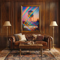 Hillsboro Water Tower Cityscape Vibrant Photography Poster